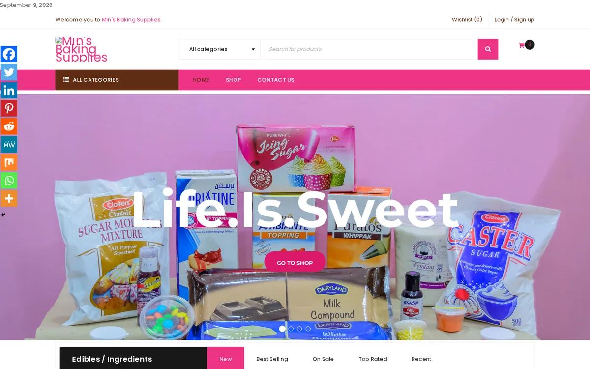 Screenshot of Min's Baking Supplies