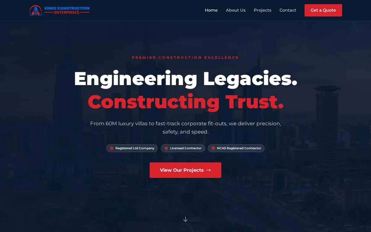 Screenshot of Vinke Construction Enterprises